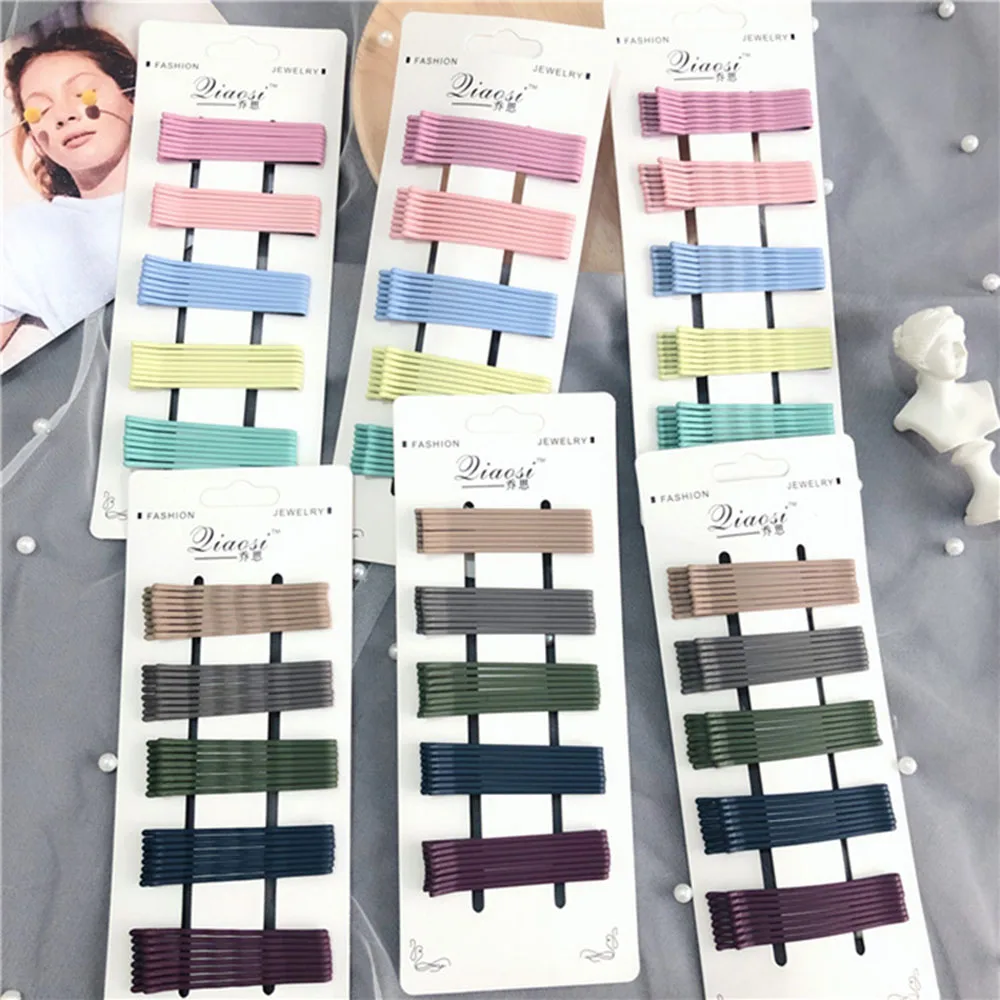 

40pcs Hair Clips Wave Flat Curved Hairpin Styling Metal Barrette Candy Color Bobby Pins For Women Girls Hair Styling Tool