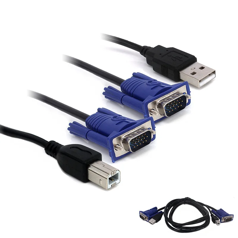 Новый 1,5 футов м 4,6 м USB KVM 15 булавки переключатель VGA кабель для USB 2,0 Тип A до B 4Pin PC компьютер принтер Мониторы адаптер конвертер