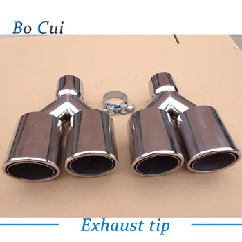 

1 Pair 63MM IN -89MM OUT 304 Stainless Steel Tail Pipe 1To2 Dual Exhaust Muffler Universal Tip