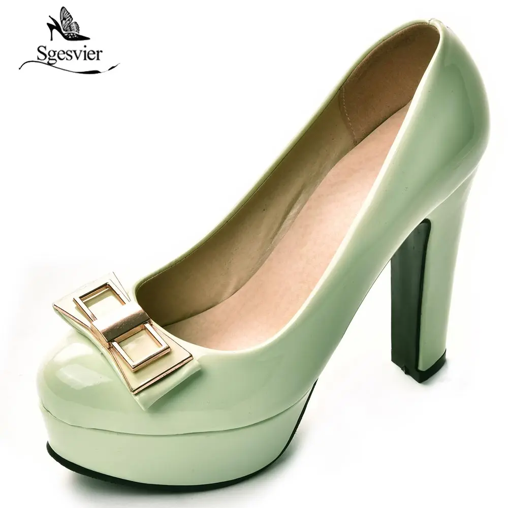 

Sgesvier Women Super High Heel Round Toe Pumps 12cm Sweet Bowtie Sexy Party Dress Shoes Lady Platform Plus Size 34-43 B503