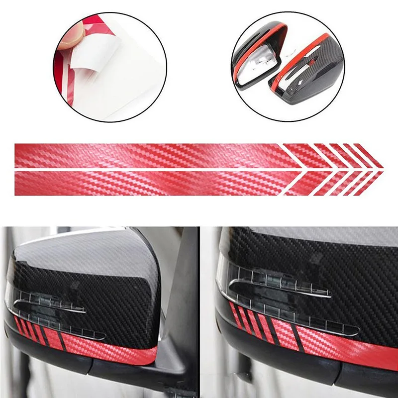 

SLIVERYSEA 2Pcs Rear View Mirror Stripe Sticker Decals Warn Safety Carbon Fiber Pull Flower Stickers Car Styling