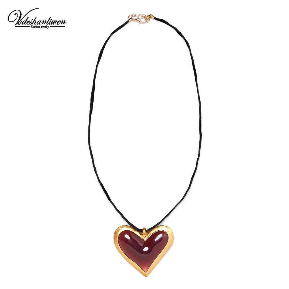 

Vodeshanliwen ZA New Design Big Heart Chokers Necklaces Pendant Fashion Boho statement necklace For Women Jewelry Accessories