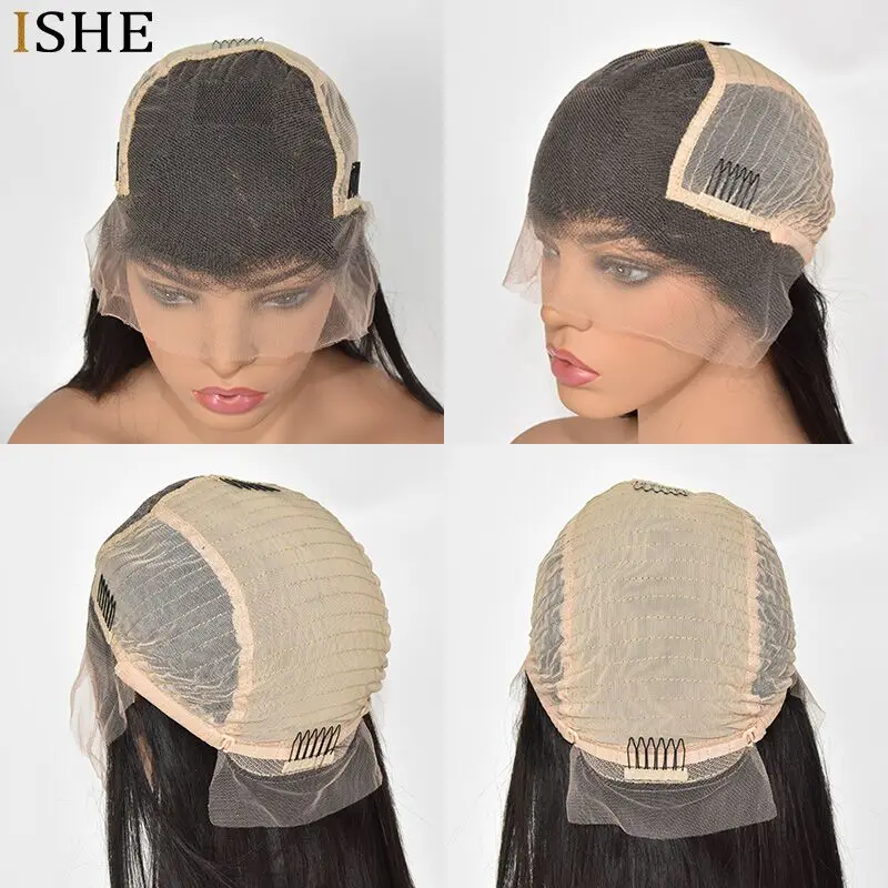 Transparent Full Lace Human Hair Wigs Preplucked With Baby Hair Deep Wave Wavy Remy Glueless 13x6 Front Lace Wig For Women Black