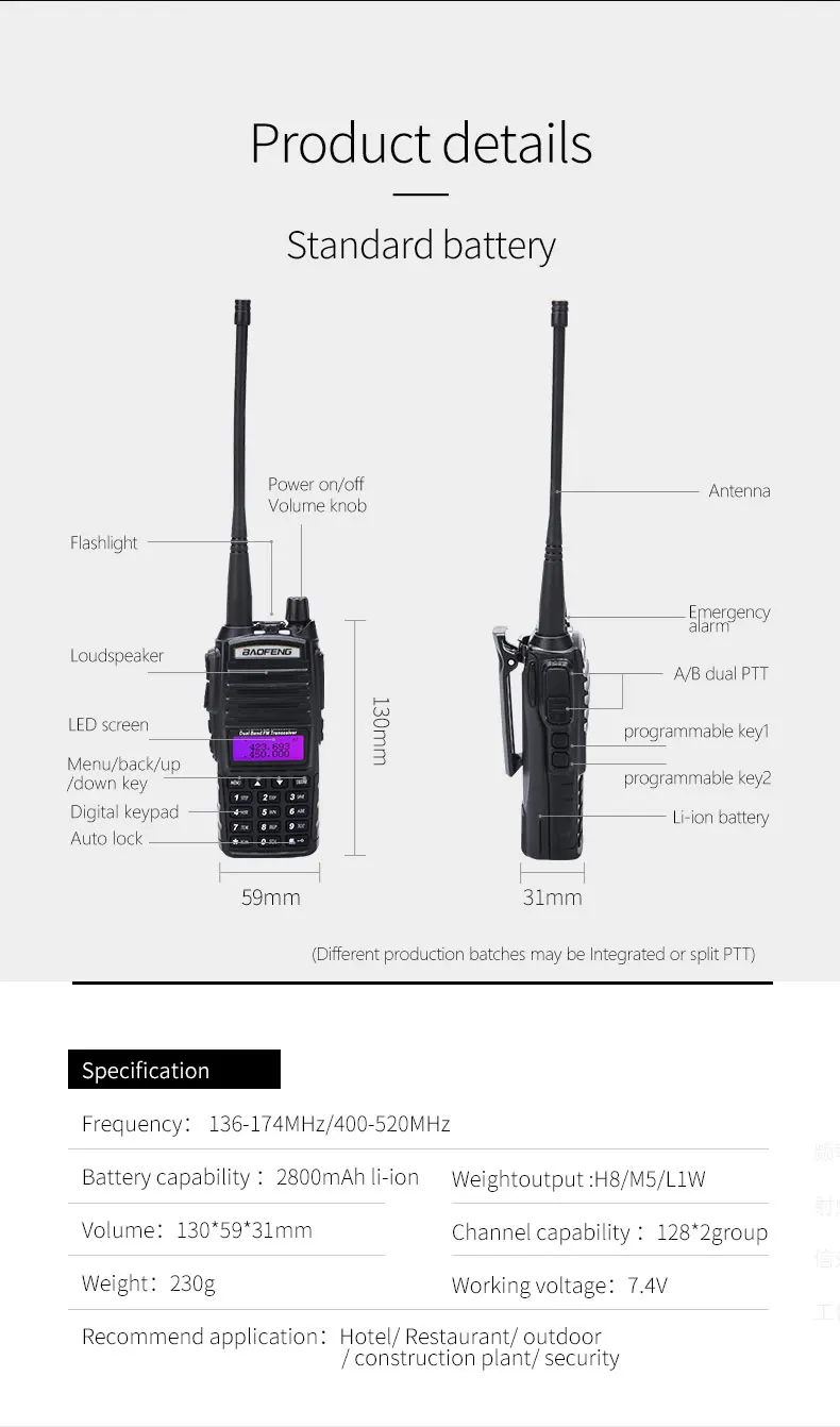 10 км Baofeng UV-82 Real 8 Вт с высокой средней низкой 8 Вт/4 Вт/1 Вт тройной мощности Walkie talkie uv82 двухстороннее радио