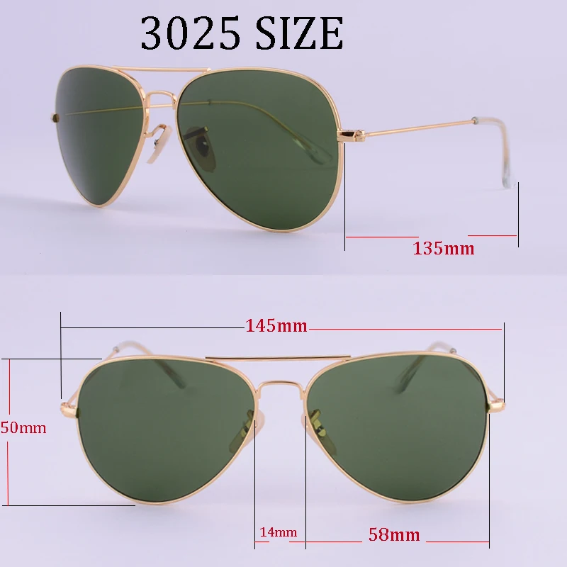 Высокое качество, брендовые солнцезащитные очки со стеклянными линзами для мужчин,, UV400, для вождения, пилот,, солнцезащитные очки, 3025 лучей, цвет синий, коричневый