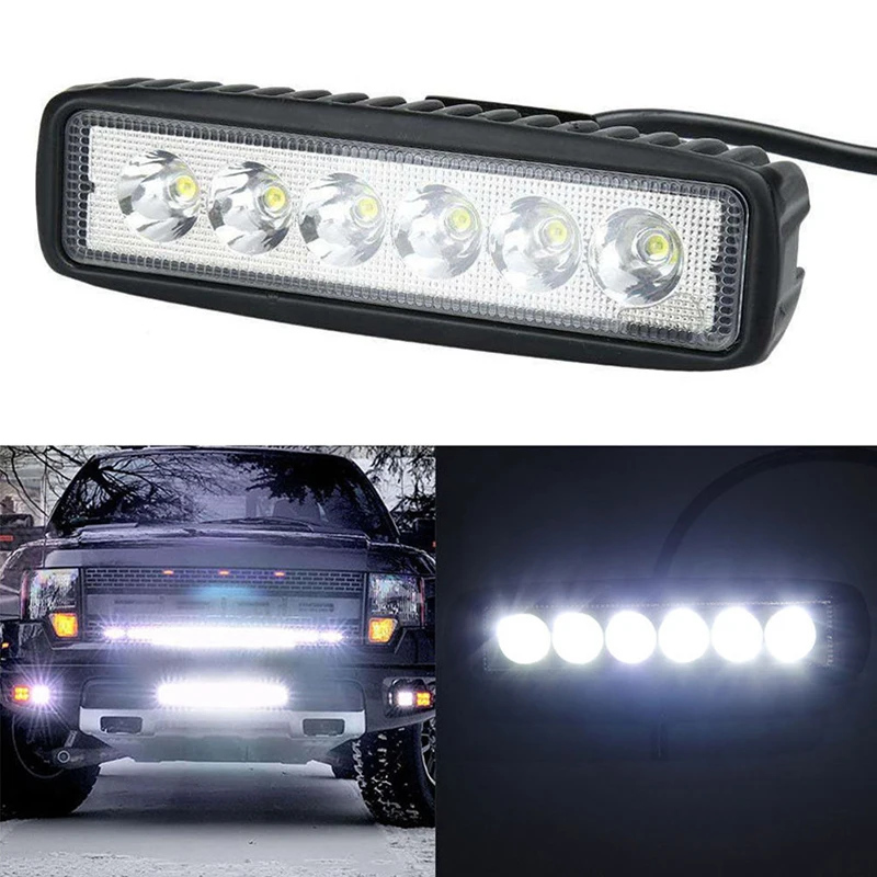 

JSLMin 18W 12V LED Work Light Bar Spot Beam Lamp Driving Fog Offroad Led Work Light Bar Headlight for Auto ATV SUV Tractor light