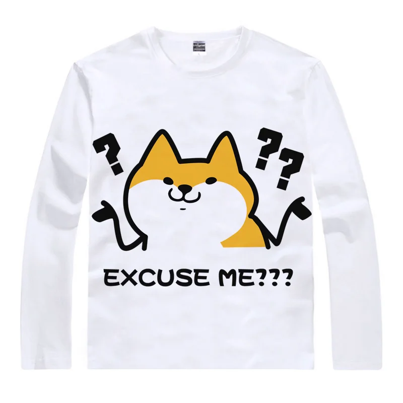 Футболка Coolprint с рисунком аниме Doge Meme футболки длинным рукавом в разных стилях