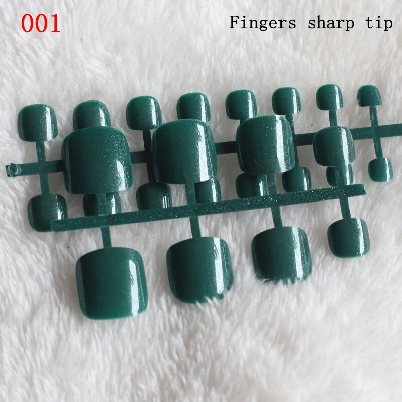 

2019 toenail 24PCS acrylic candy color fake nails popular pearlescent ink green toenails tips