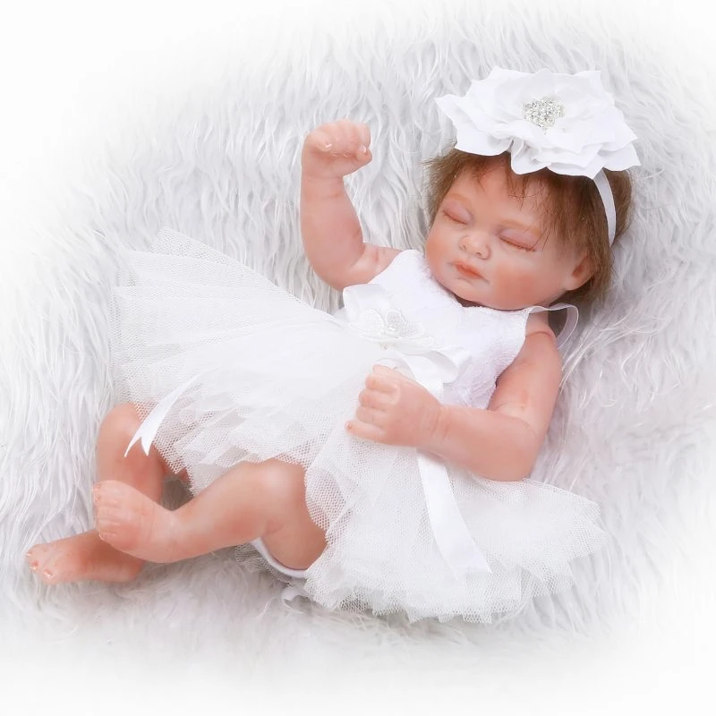 

28cm/11inch Full Body Silicion Reborn Baby Soft Vinyl Reborn Baby Doll Toys Lifelike Cute Newborn Lovely Girl for Birthday Gift