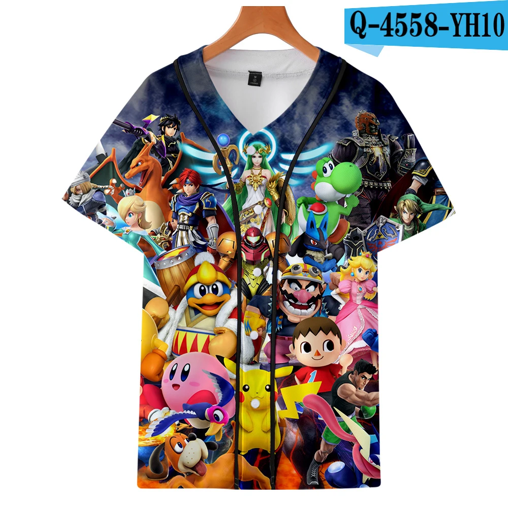 Супер Smash Bros. Конечная 3D печатная Бейсбольная Футболка женская/Мужская модная летняя футболка с коротким рукавом Повседневная Уличная одежда - Цвет: Синий