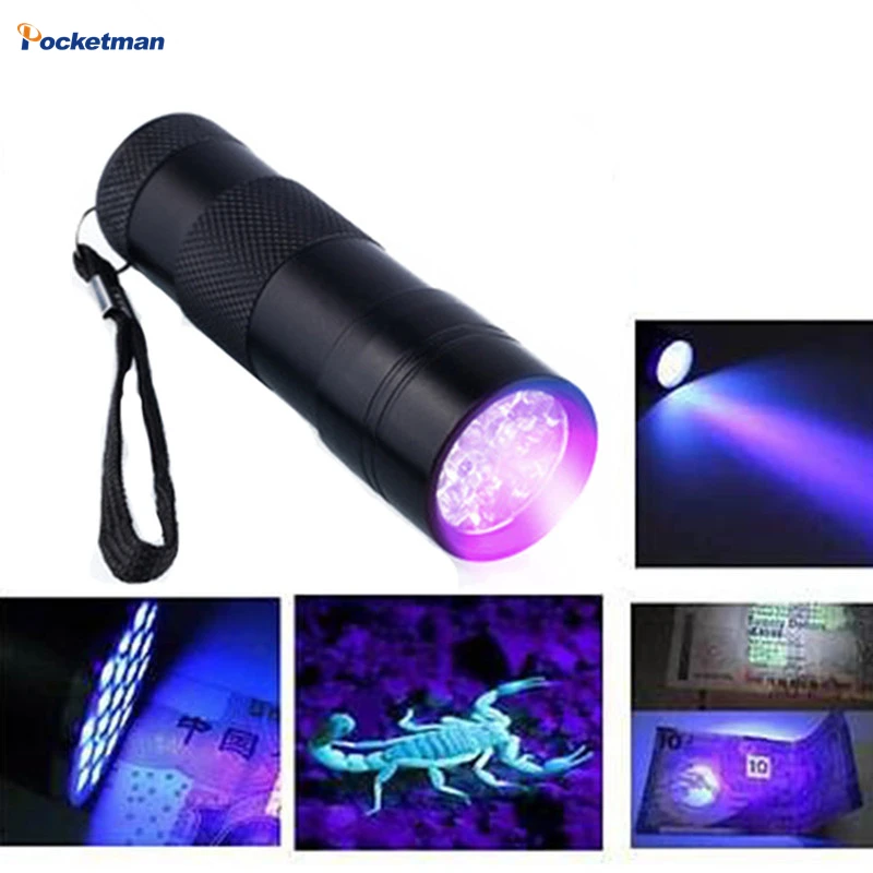 УФ-мини-фонарик светодиодный фонарик 395nm blacklight волны фиолетовый свет УФ 9 светодиодной вспышкой Torcia Linterna алюминия лампы