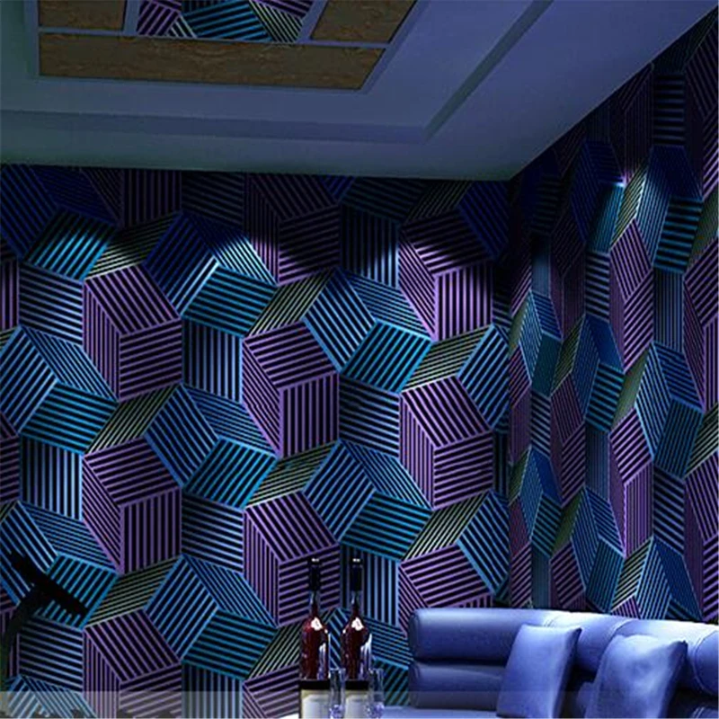 

beibehang Papel de parede KTV wallpaper bar decoration box theme geometric square grid coffee restaurant background wallpaper