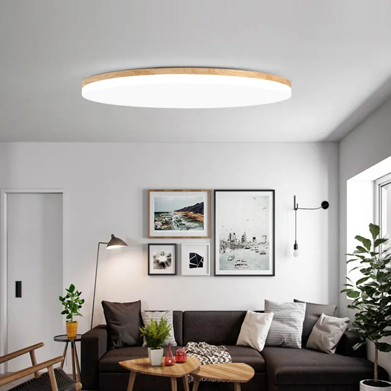 Ультра-тонкий 5 см 18 Вт светодиодный потолочный светильник современные деревянные потолочные светильники для гостиной люстры потолок для зала