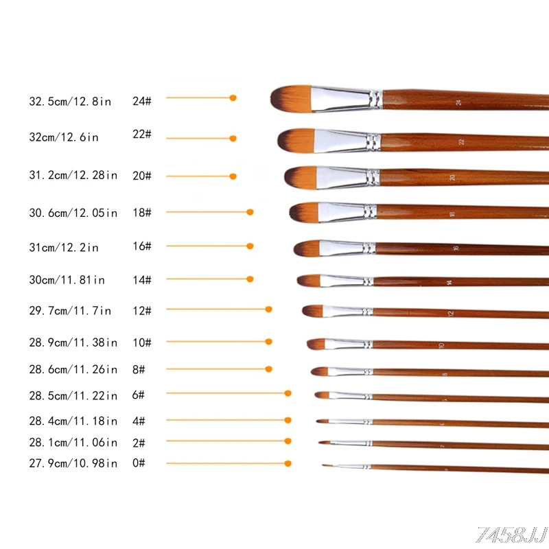 13 шт акварельные кисти нейлоновые волосы акварельные краски деревянная ручка для ногтей комплект для художника разная форма гуашь акриловая масляная краска набор