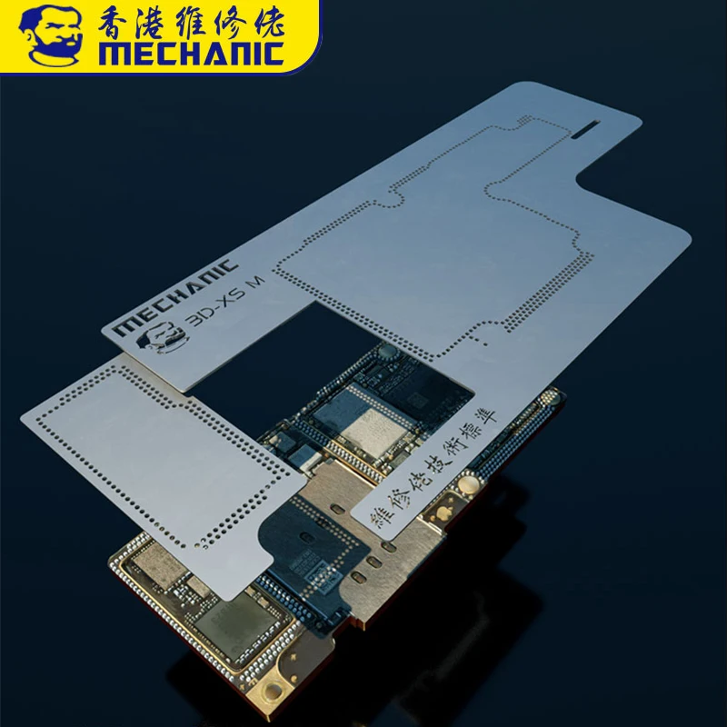 

MECHANIC 3D BGA Reballing Stencil Kit for iPhone XR XS XS MAX Motherboard Middle Layer Planting Tin Template Net Reballing Plate