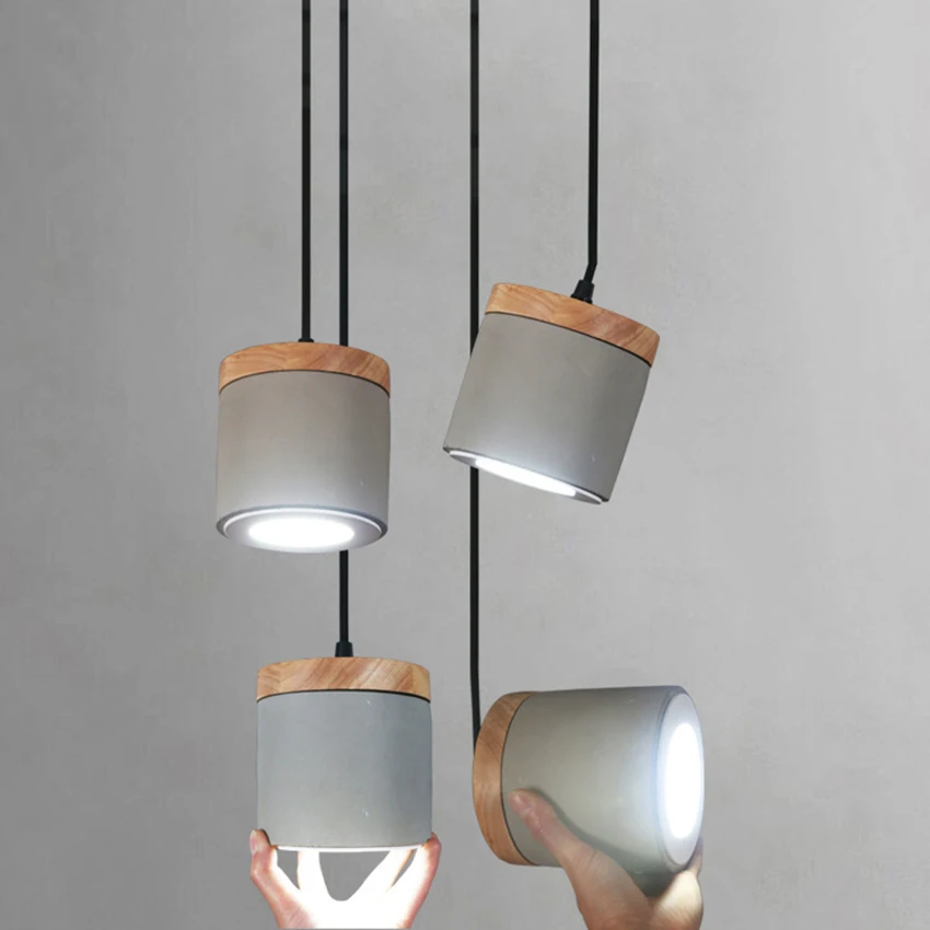 

Nordic Cement Wood Pendant Lights Led Pendant Lamps Living Room Restaurant Kitchen Fixtures Indoor Lighting Decoration Luminaria