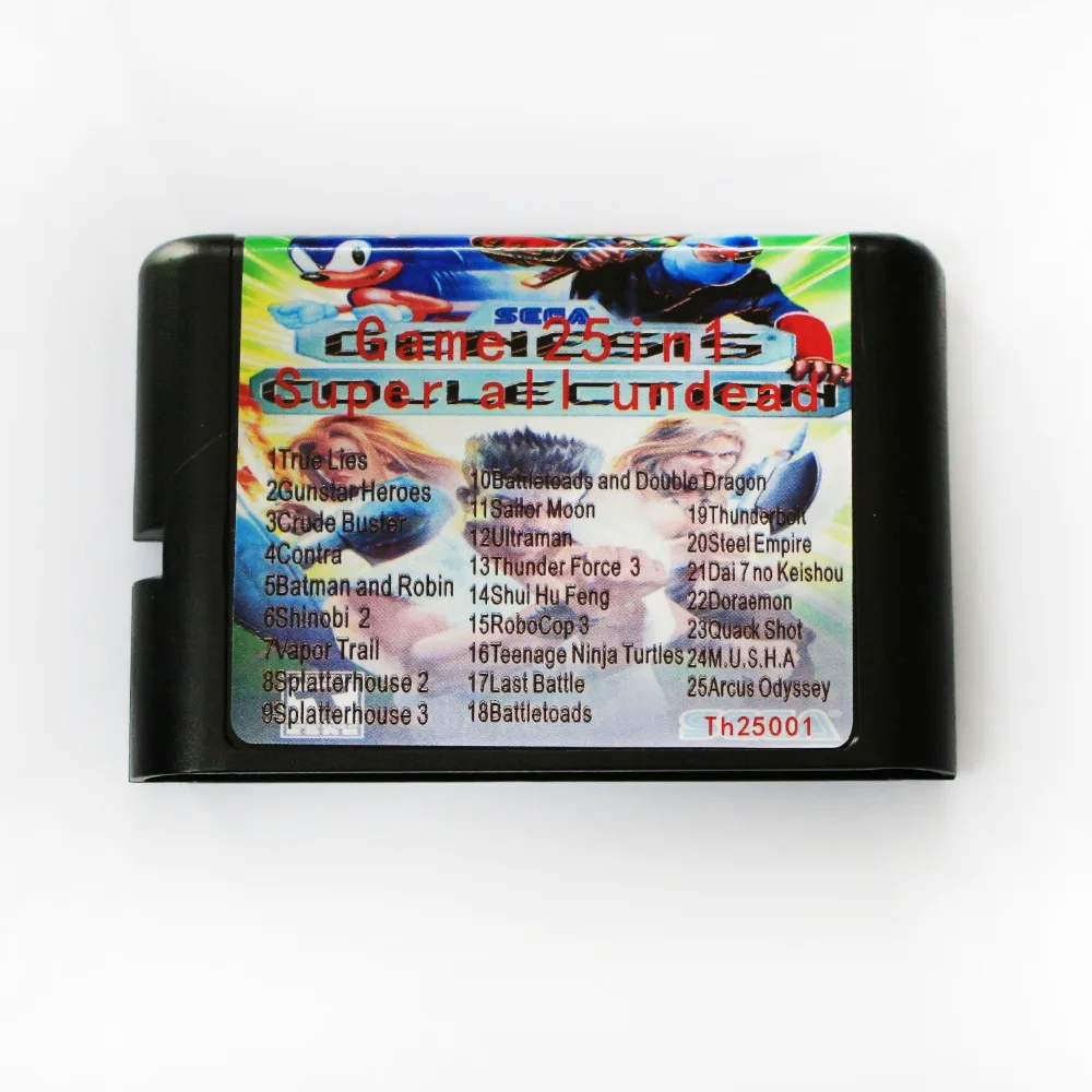 

TH25001-25 In 1 SEGA GENESIS MegaDrive 16 bit Game Card Freeshiping