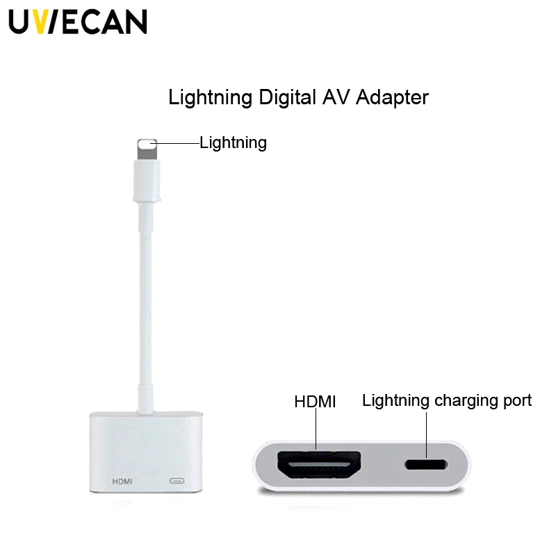 

HDMI to HDMI Cable Adapter For Apple interface 8Pin to HDMI Digital AV Converter for iPad/iPhone X/XR/XS/8Plus/8/7Plus/iOS 12.1