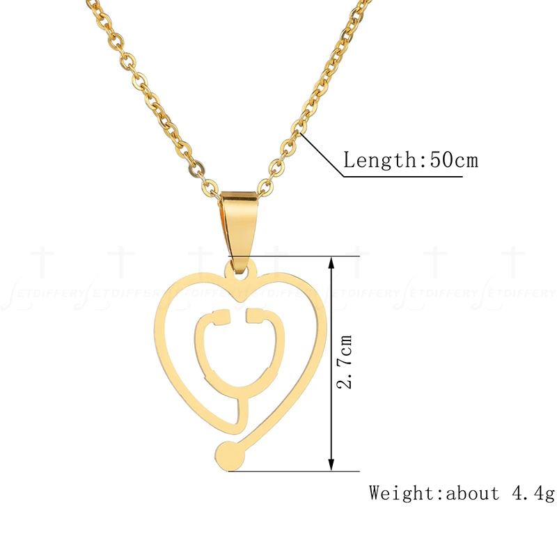 Beli Letdiffery Sederhana Medis Stetoskop Kalung   Liontin Emas CINTA Jantung Kalung untuk Wanita Dropshipping Bijoux Femme Hadiah