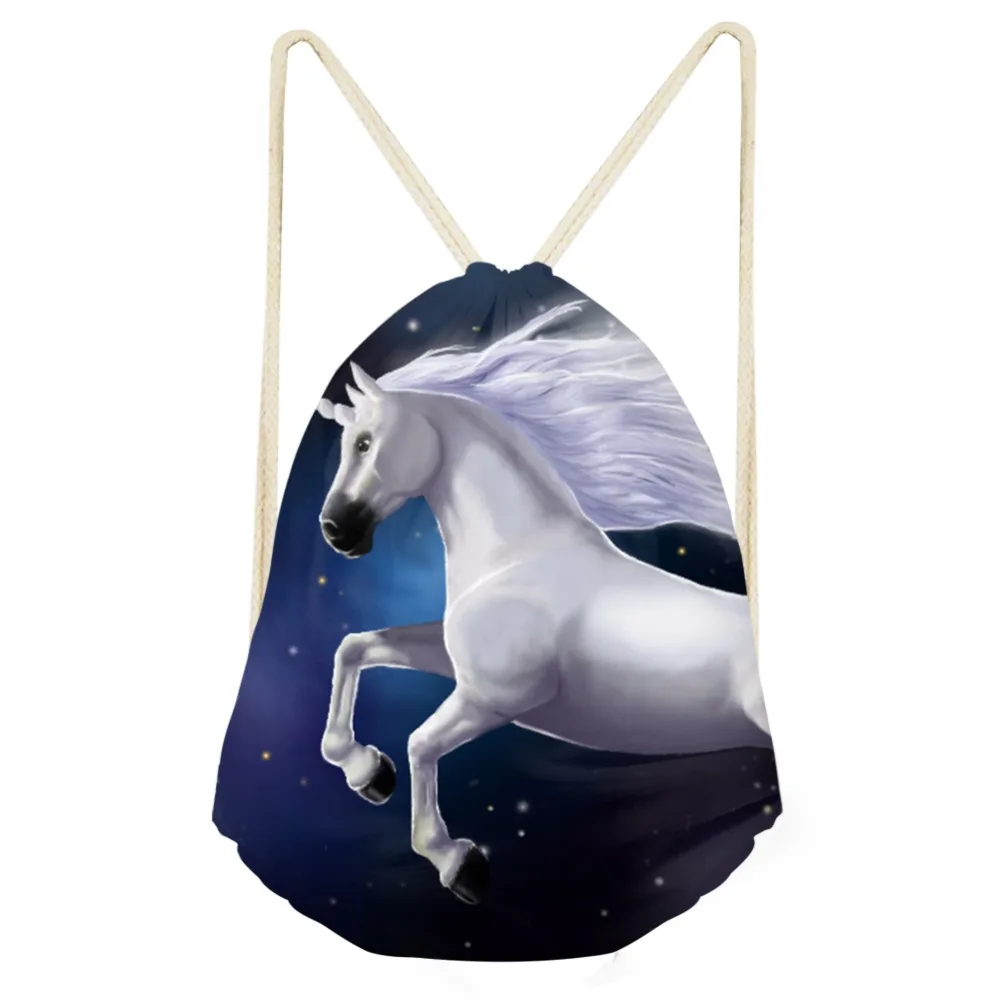 

2019 New Children Drawstring Bag Lovely Cartoon Color Unicorn Rainbow Pattern Horse Casual Small Backpacks Girls Drop Shipping