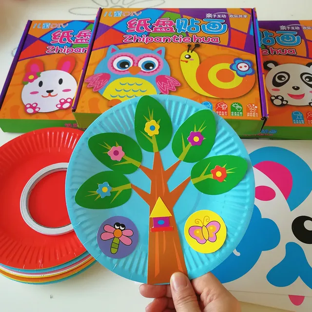 10pcs Set DIY Paper Plate Art Craft Puzzle Stickers Cartoon Animals Creative Gift Boxes Kindergarten 10pcs Set DIY Paper Plate Art Craft Puzzle Stickers Cartoon Animals Creative Gift Boxes Kindergarten