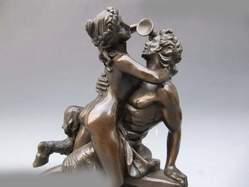 Греческий миф Пан и Обнаженная женщина напиток Чистая Бронзовая статуя