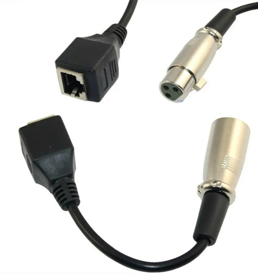 

10cm Portable XLR 3 Pin Female To RJ45 Female Network Adapter Connector Cable