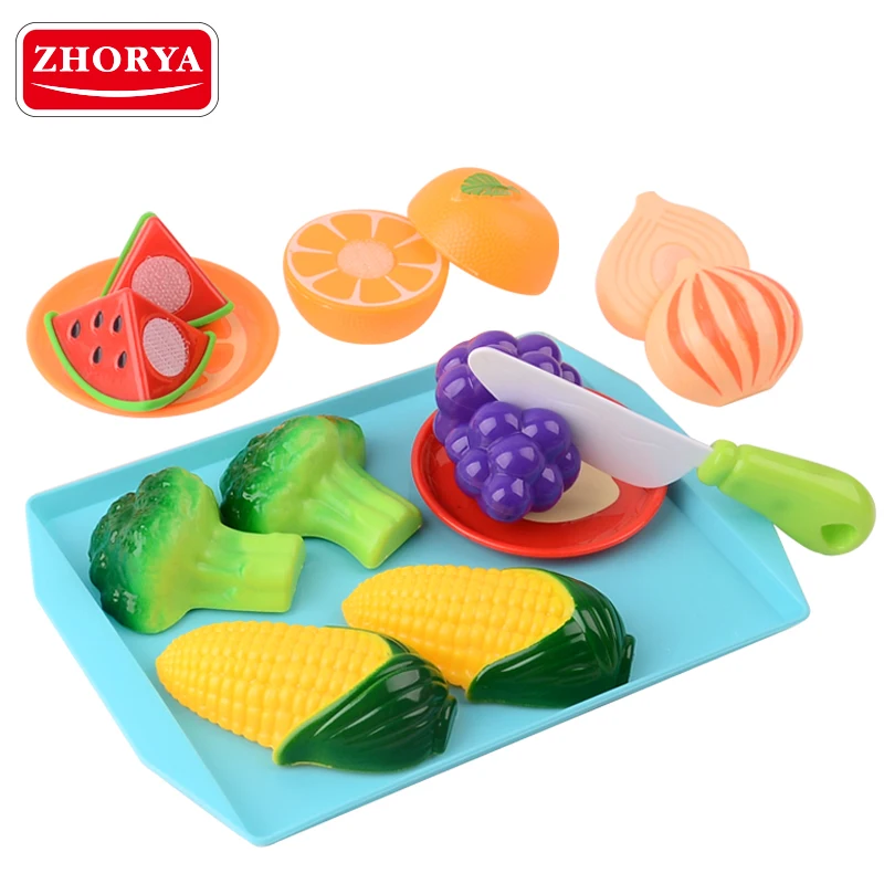 

Zhorya Cutting Fruit Vegetable Pretend Play Food Set Environmental Protection Plastic Educational Toys Gift for Kids Girls
