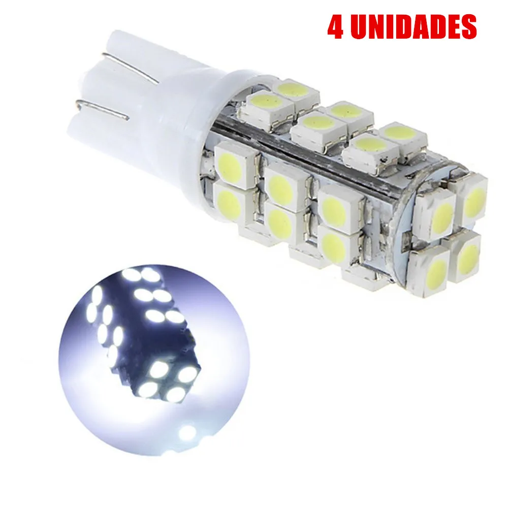 Kit 4 Lampadas Pingo T10 w5w 194 28 Smd 3528 Farolete Teto Placa E Etc...super Branca | Автомобили и мотоциклы