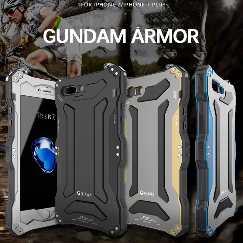 

R-JUST Gundam Armor Life Waterproof shockproof Aluminum Metal Cover Case for IPhone 5S SE 6 6s 8 6s plus 7 8 7Plus X XS Max XR