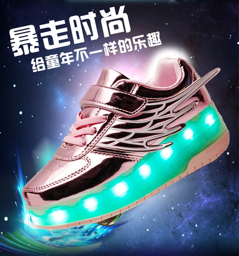 Tênis com Rodas sobre Led Skate para Crianças Usb de Carregamento Luminoso Sapatos Esportes Roller Meninos Meninas Led 2020 Luz 3 com rodas sobre led luz esportes roller