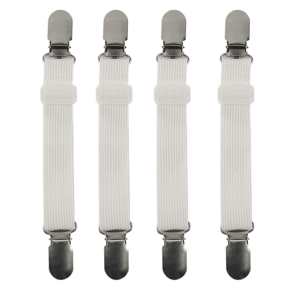 

4Pcs White Bed Sheet Mattress Blankets Elastic Holder Non Slipping Grippers Fasteners Adjustable Table Cloth Clip Home Tool