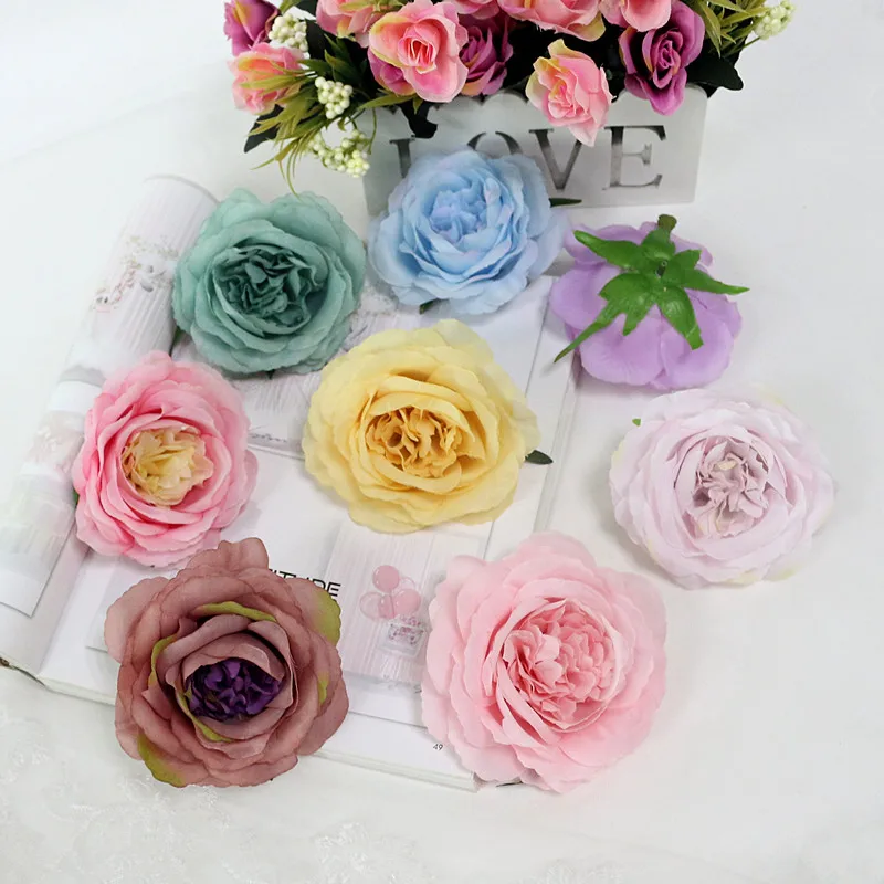 Flone Artificia Rose Flower Head 10cm Simulation Rose Flowers Fake Silk Flowers Wedding Home Party DIY Garland Decor Art (9)