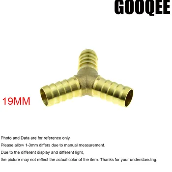 

1pcs Tee Brass Hose 19mm OD Barb Fitting 3 Way Y-Shape Gas Copper Barbed Fitting Pneumatic Coupler Oil Air Water Pipe Coupling