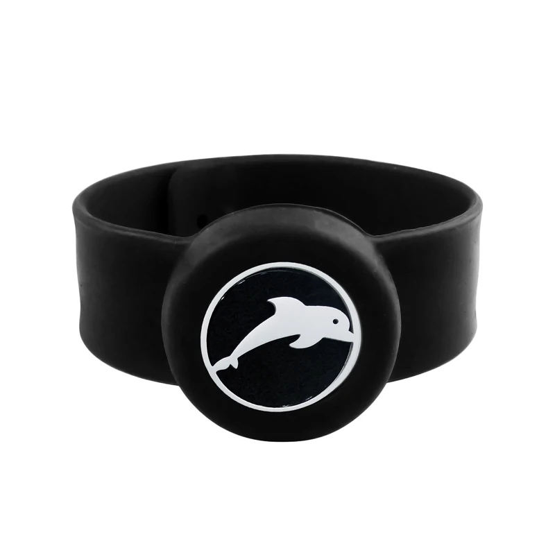Из нержавеющей стали дельфин Дети Регулируемый эфирный масляный браслет дети мужчины женщины силиконовый диффузор медальон силиконовые браслеты - Окраска металла: Black
