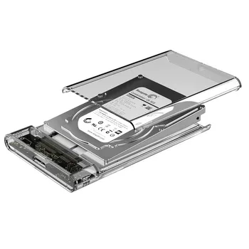 

USB 3.0 to SATA3.0 External Hard Drive Case Enclosure with Cable for 2.5inches HDD and SSD SATA Interface Gard Clear