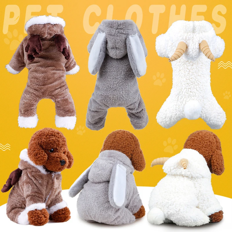 

Pet Cat Dog Clothes Winter Visual Elk Sheep Rabbit Cosplay Dog 2019 Christmas Coats Soft Warm Parkas For Yorkshire Dog Outfit