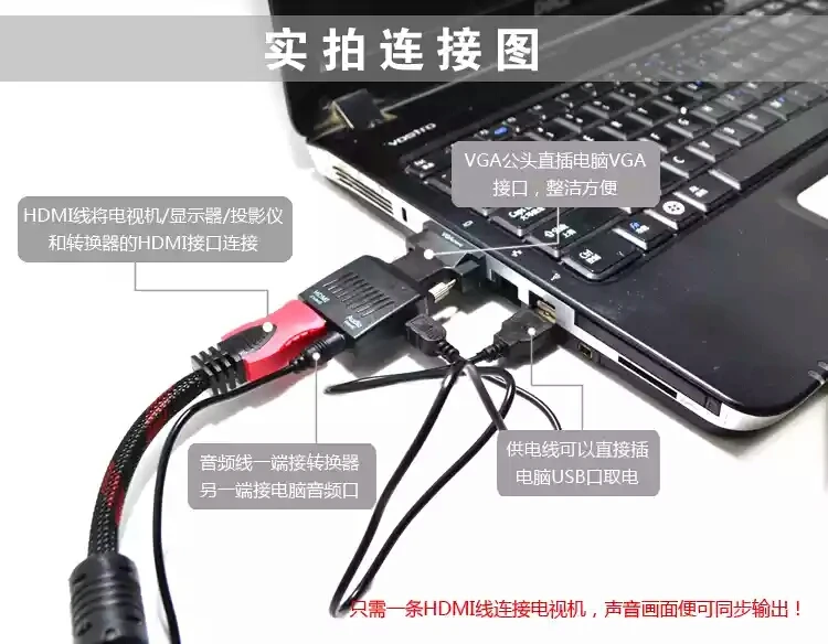 5 шт./лот Переходник HDMI VGA мама папа аудиокабель видеоконвертер 1080P проектор для ПК