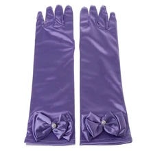 Детские длинные перчатки с бантиком для девочек, атласный костюм принцессы с рукавами W715