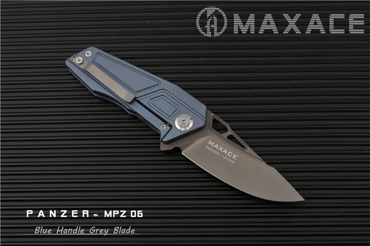 Maxace карманный нож Panzer EDC 14C28N серый лезвие с титановым покрытием - Цвет: Blue Handle