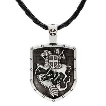 

Youe shone ST.GEORGE ON HORSE KILLS DRAGON SHIELD CROSS MEDAL Knot Amulet PENDANT