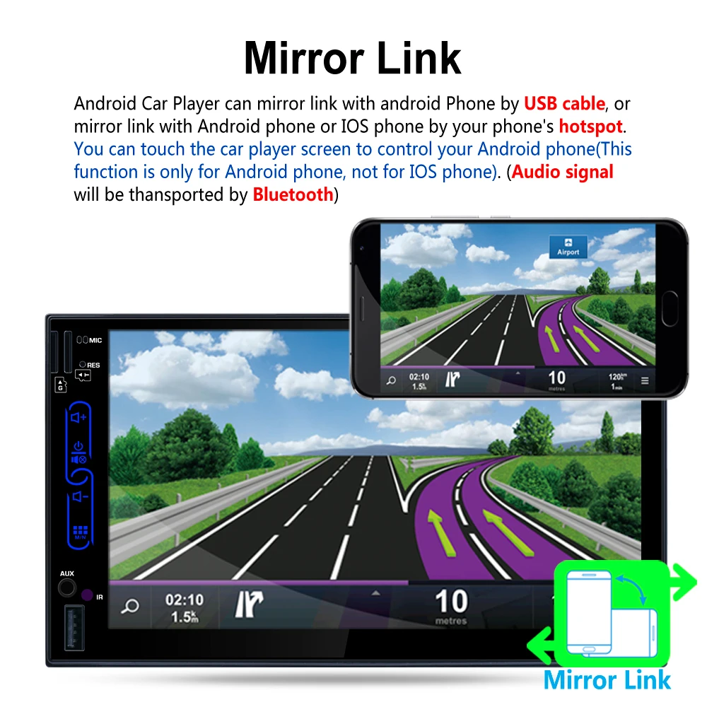 Cheap 7"HD Car Multimedia Player For Universal Quad Core Android 6.0 1024*600 HD Full Touch Screen Double 2 Din Car Radio Head Unit 4