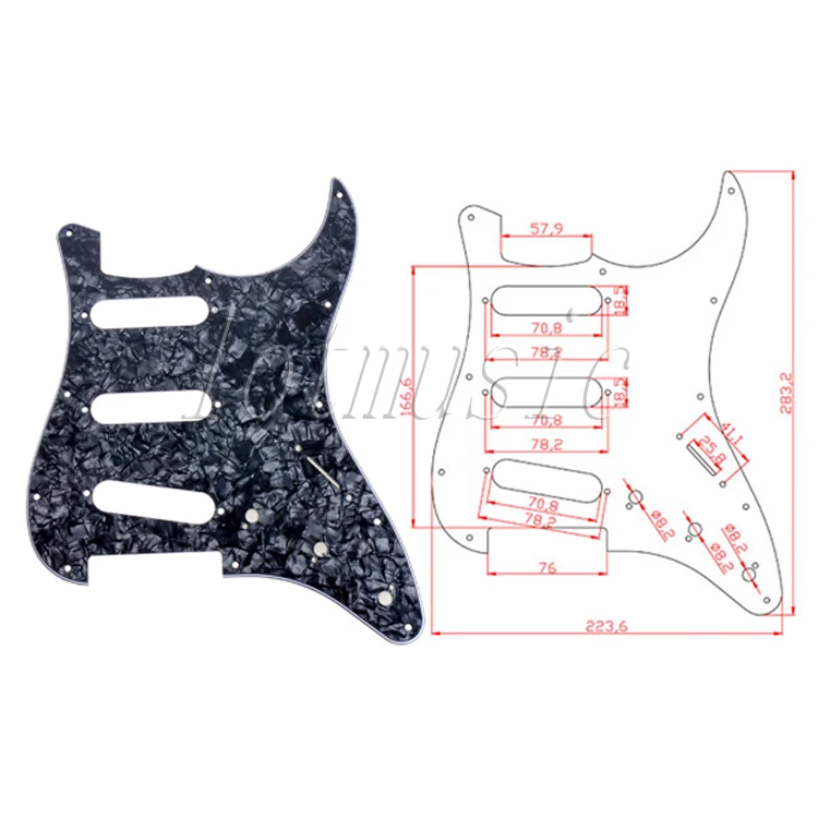 4 шт. SSS Pickguard для гитары 3 слоя 11 отверстий серый черный жемчуг крыла Stratocaster|sss
