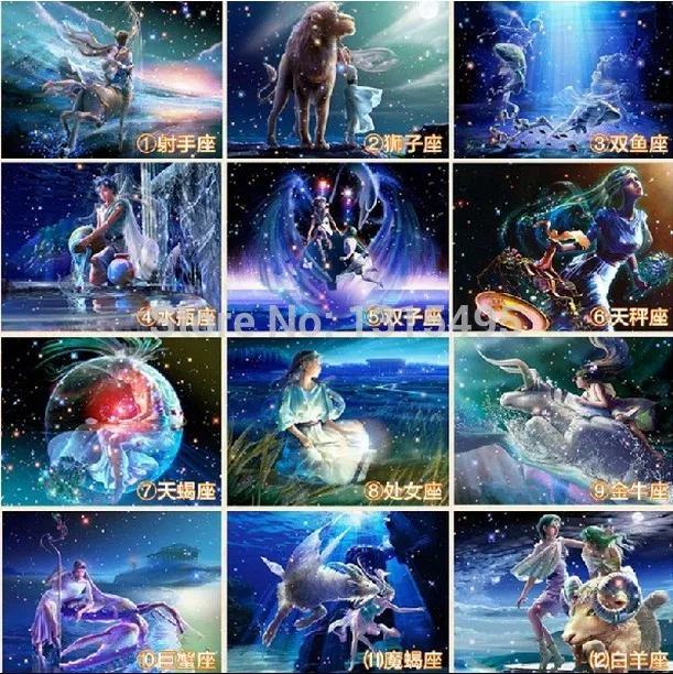 

New diy diamond painting 40x30cm zodiac sign twelve Constellation square rhinestone full of picture cross stich kits C168