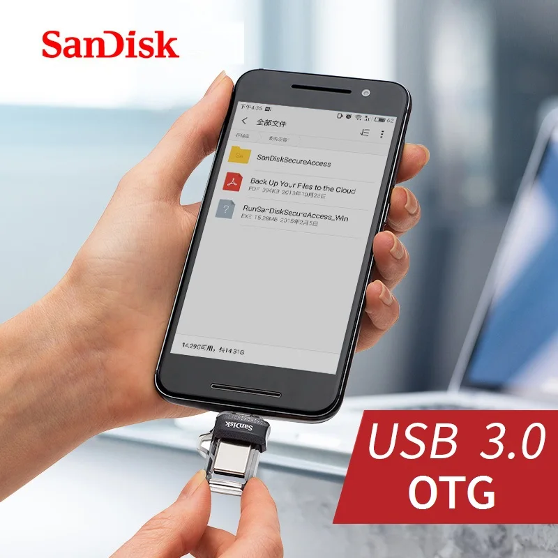 Флеш-накопитель SanDisk OTG Micro USB 3,0 16 ГБ 32 ГБ 128 ГБ экстремально высокая скорость 150 м/с двойной OTG USB флеш-накопитель 64 Гб мини-накопитель