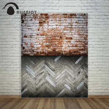 

Allenjoy orange brick and chevron wooden planks for newborn for pet backdrop for a photo shoot background vinyl