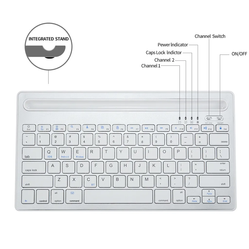 E69 Профессиональный ультра-тонкий беспроводная клавиатура Bluetooth 3,0 Клавиатура Teclado двухканальный нескольких устройств Универсальный echargeable