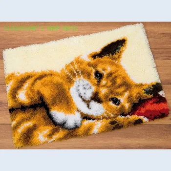 

ONEROOM A lazy Cat Hook Rug Kit DIY Mat Needlework Kit Unfinished Crocheting Rug Yarn MAT Embroidery Carpet