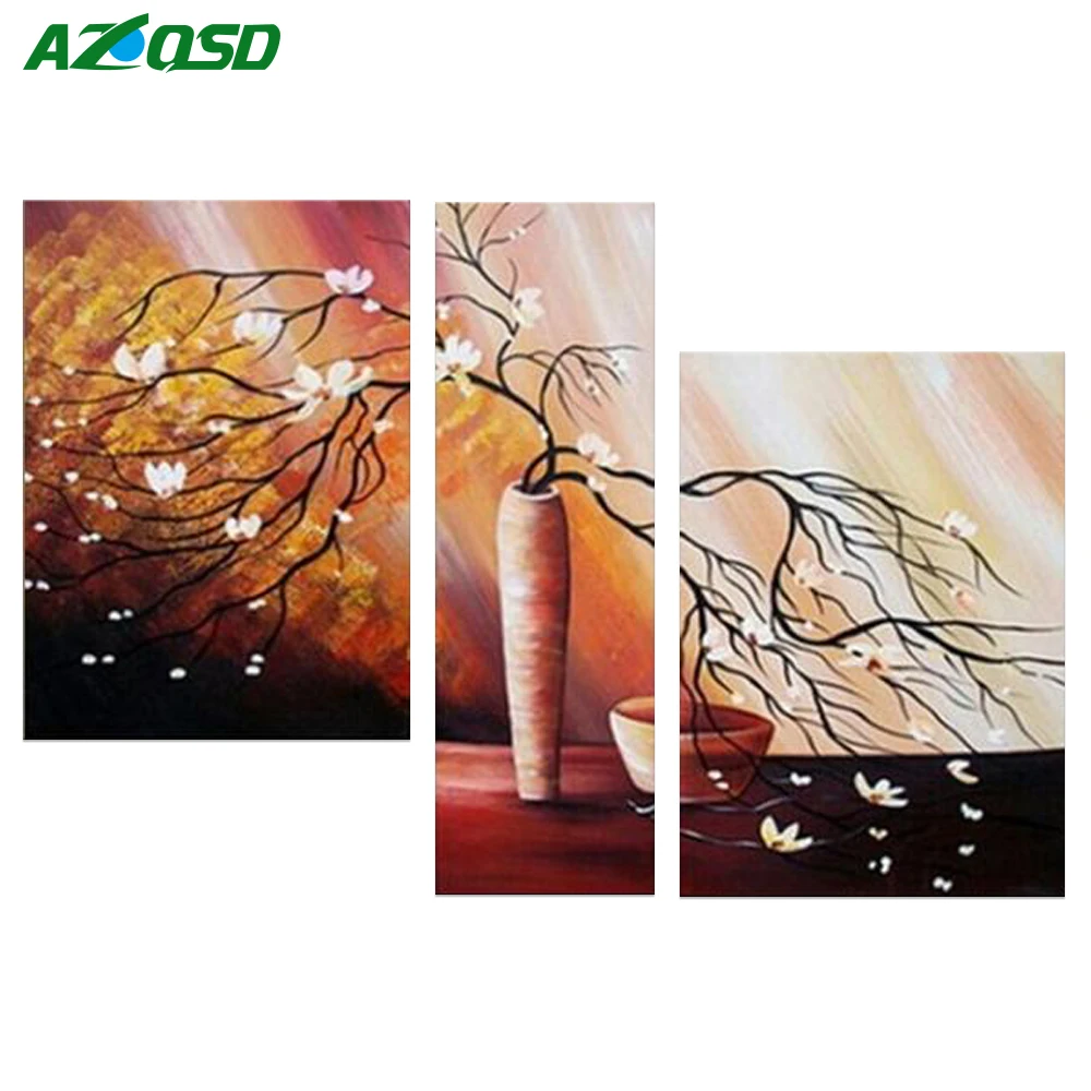 

AZQSD DIY Diamond Embroidery Potted Trees Multi Collages Needlework Flower Diamond Painting Cross Stitch For Living Room 3pcs