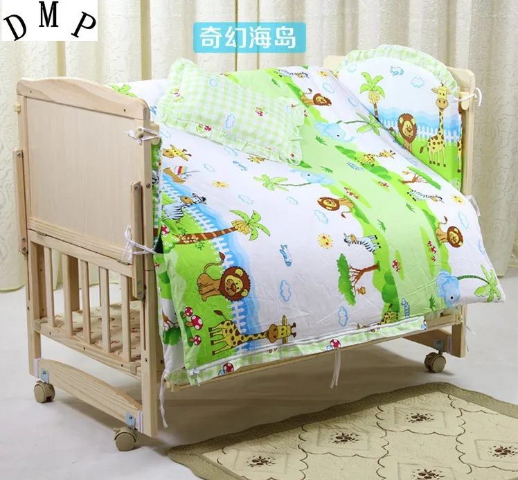 

Promotion! 7pcs baby bedding set cot nursery bedding bumper cot crib set (bumper+duvet+matress+pillow)